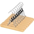 thumbnail image 1 of Perchas de madera para pantalones AMKUFO, paquete de 12 unidades, antideslizantes con clips, 1 of 8