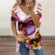 thumbnail image 2 of Elegante blusa estampada con cuello en V para mujer, camiseta suelta de manga corta con cremallera OAVQHLG3B Store  lin121212, 2 of 4