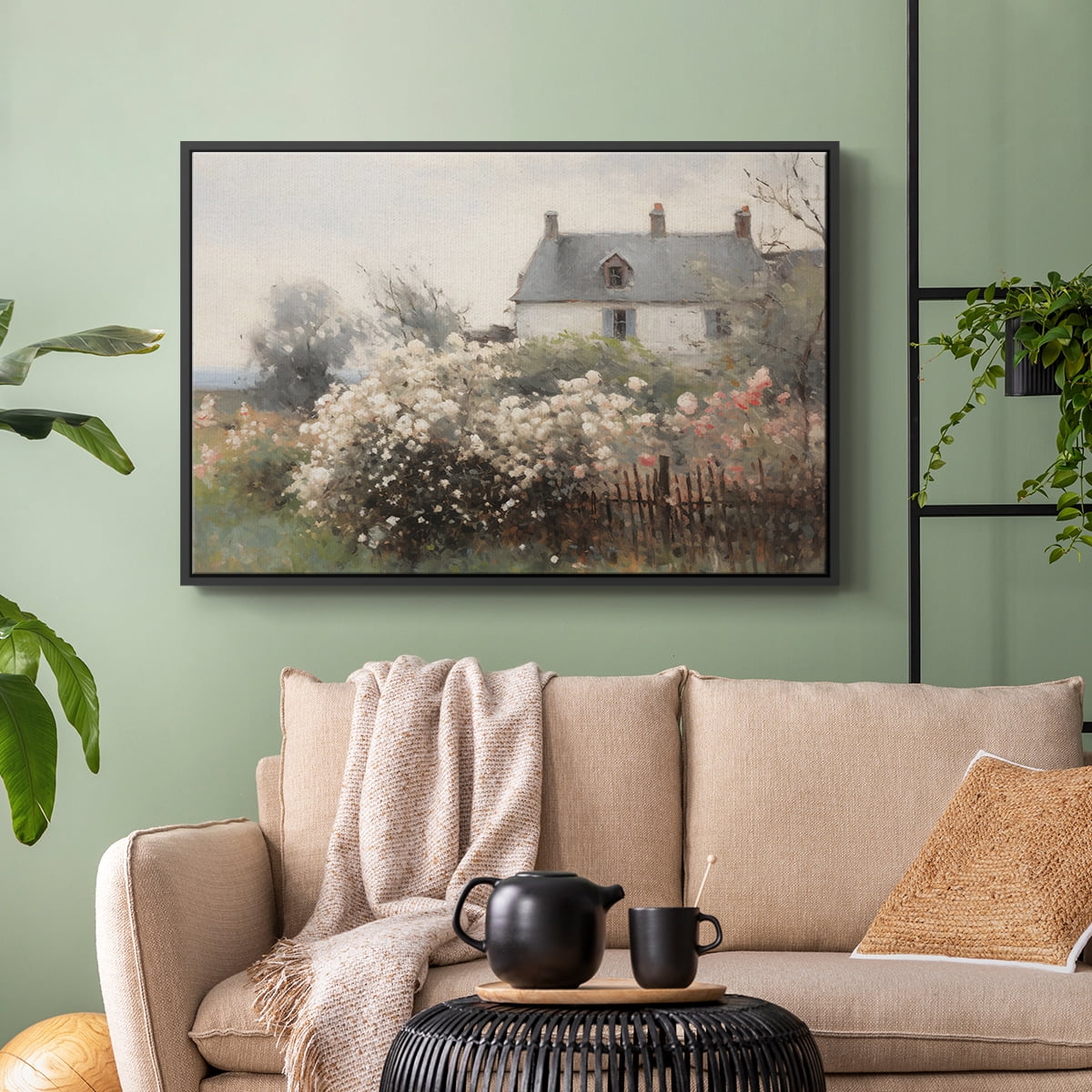 Vintage Landscape-XIV By Wexford Home Framed in Black Wood Gallery Wrapped Canvas 25 in. x 37 in.