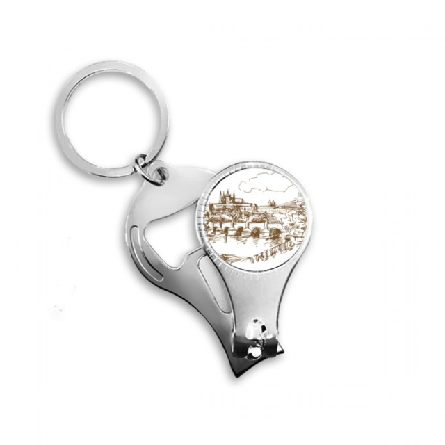 Charles Bridge Prague Republica Checa Landmark Cortador de clavos Anillo Llavero Abrebotellas Clipper