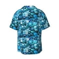 thumbnail image 2 of KLL Blue Kyanite Print Men's Shirt Short Sleeve Button Down Summer Cuba Beach Shirts- Medium, 2 of 7