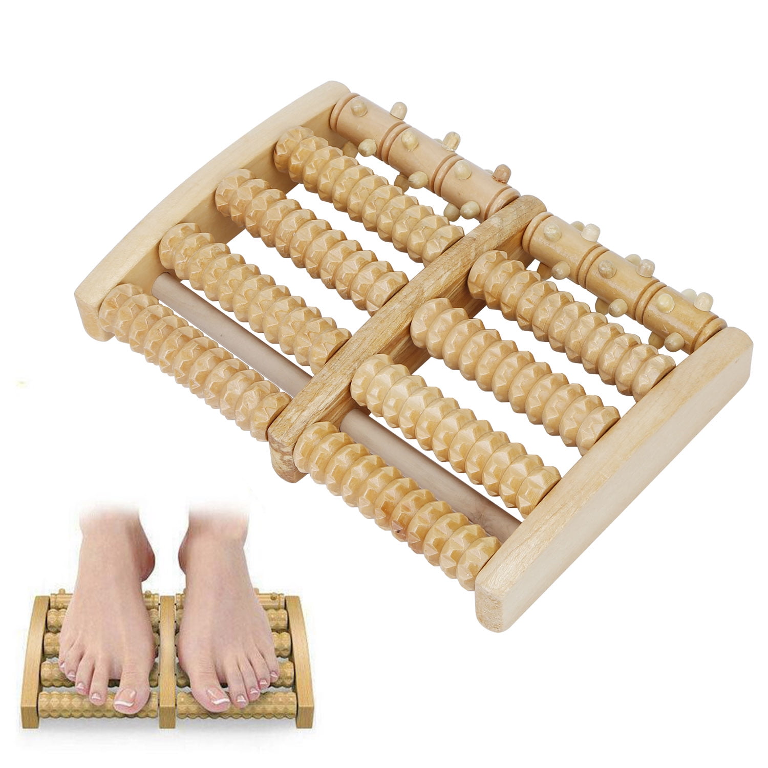 Imountek Massage Foot Roller Dual Wooden Stress Relief Roller Acupressure Massage