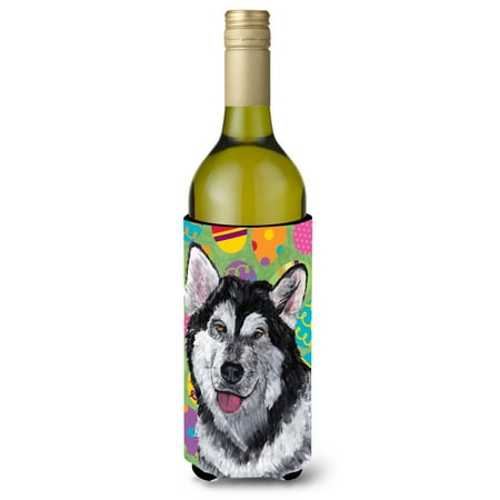 

Carolines Treasures SC9489LITERK Alaskan Malamute Easter Eggtravaganza Wine Bottle Hugger Wine Bottle multicolor