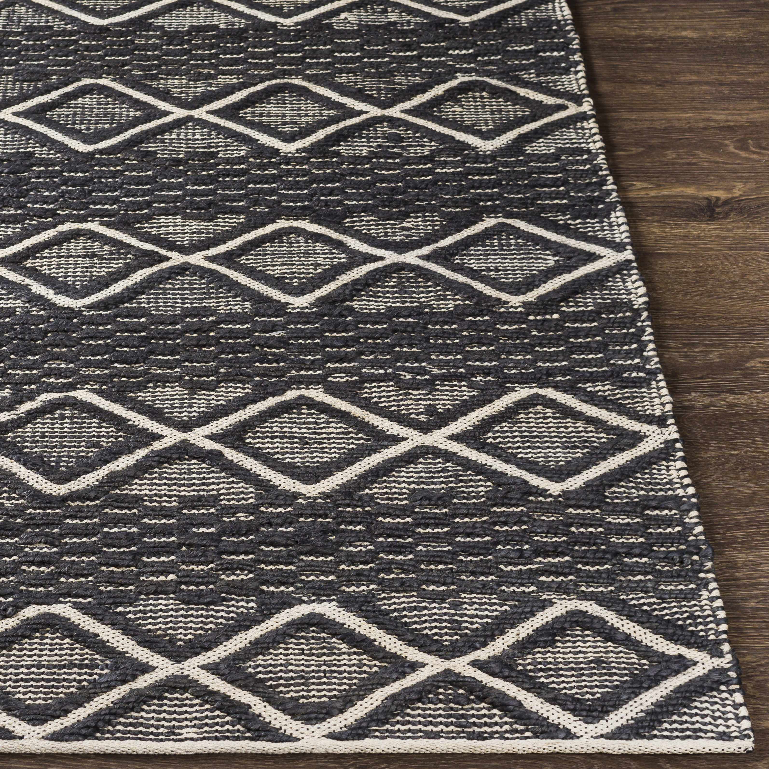 Hauteloom Maluanluan Jute Living Room, Bedroom Area Rug - Bohemian, Transitional - Black, Peach - 2' x 3'