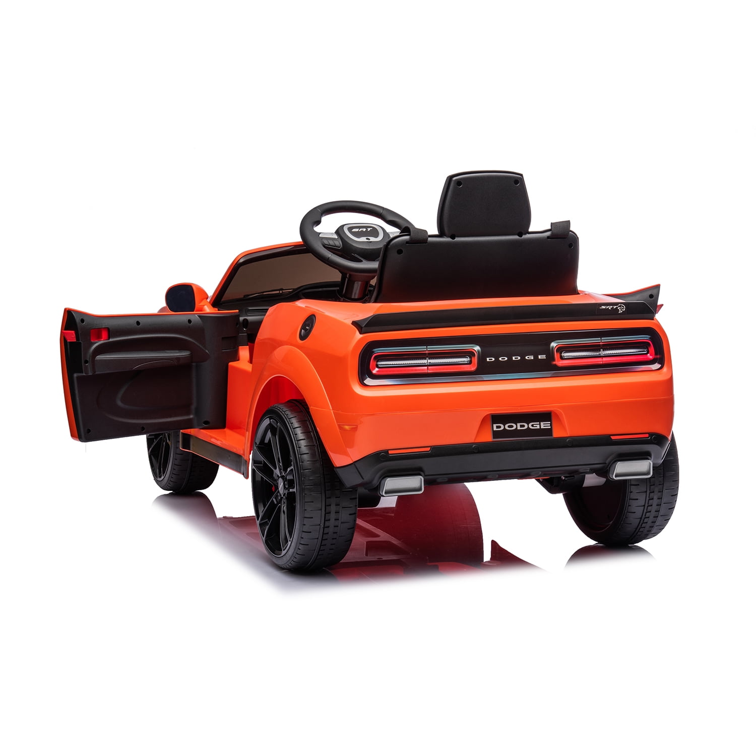CIPACHO 12V Electric Cars for Kids, Licensed DODGE Challenger Ride On Car, Remote Control Truck Car for Boys Girls, Battery Powered Kids' Vehicles with LED Lights, Orange