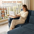 thumbnail image 3 of Muumblus 3-in-1 Convertible Sectional Sleeper Sofa with Recliner, Side Table & USB, 3-Seater Pull Out Couch Bed for Living Room, Blue Chenille, 3 of 9