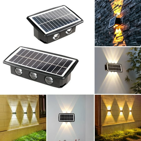 

Hands DIY Solar Wall Light Solar Courtyard Lights Glow Up and Down Lighting IP65 Waterproof Solar Fence Lights Solar Powered Landscape Light for Garden Yard Porch Wall Passage