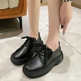 thumbnail image 6 of KIJBLAE Women's Shoes Platform Loafers Chunky Heel Lace Up Oxfords Round Toe Brogues Non-Slip Flats Creepers Black 38, 6 of 7
