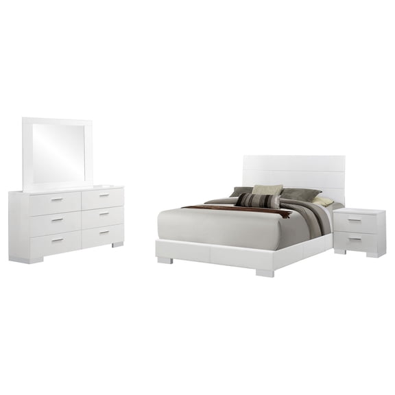 Felicity 4-piece California King Bedroom Set White High Gloss
