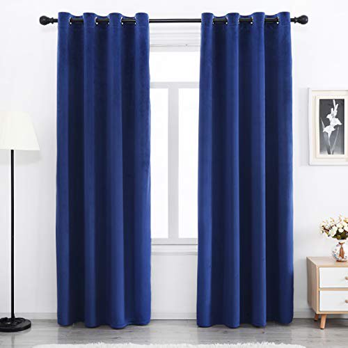 Spxtex Navy Blue Velvet Blackout, Blackout Curtains 96 Inches Long