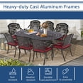 thumbnail image 5 of 9-Piece Patio Cast Aluminum Dining Set, 8 Person Outdoor Dining Furniture Set, includes 84" Oval Table and 8 Cushioned Chairs with Umbrella Hole for Patio Deck Garden, Red, 5 of 7