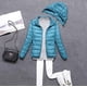 thumbnail image 5 of Chaqueta de plumón ligera con capucha y cremallera desmontable para mujer, abrigo corto ultrafino de otoño e invierno, 5 of 6