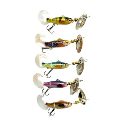 Sonic Curly Tailed Minnow Field Tester Kit - 5 Pack: Rainbow Patriot Perch Sunfish Dace - 2 Inch - Reno Bait Company - Joe Renosky's Legendary Designs