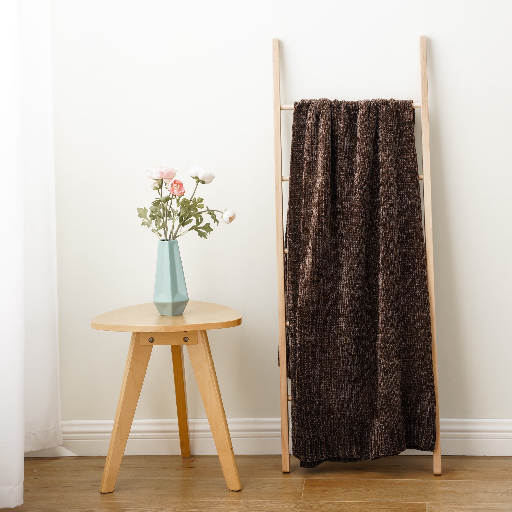 Battilo Brown Throw Blanket,Soft Chenille Knit Throws for Couch Bed, Fall Blanket,51"x67"