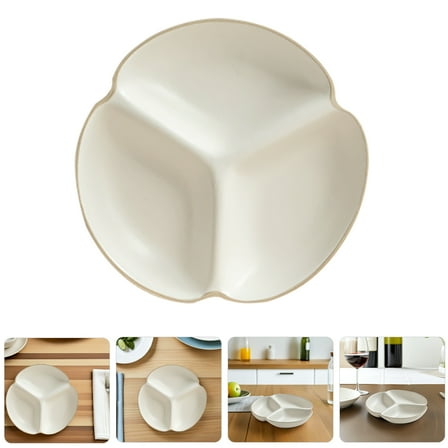 Foxnovo Ceramic Divided Plate White Modern Design for Home Use Portion Control Meals