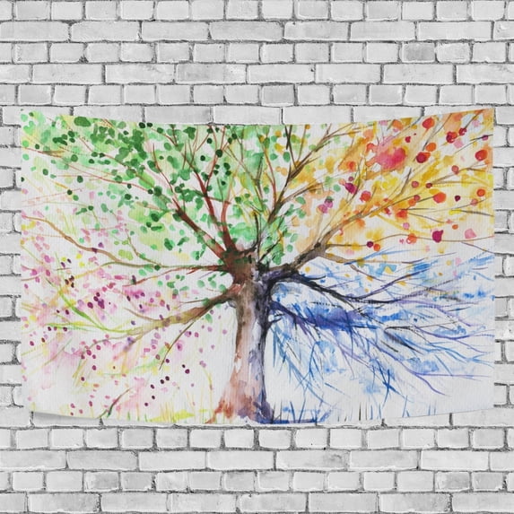 POPCreation Four Season Life Tree Wall Tapestry Dorm Throw Bedroom Living Room Decorative Hanging 40x60 inches