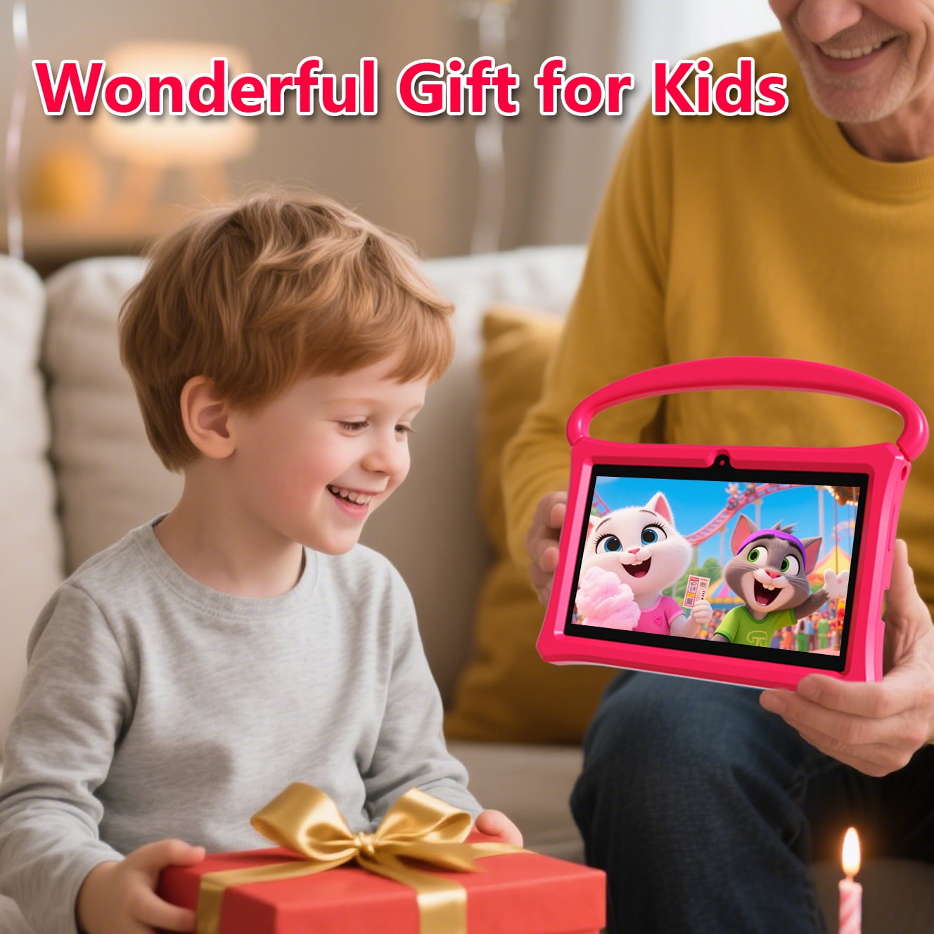 Android Kids Tablet 7 inch with Case, 2GB RAM, 32GB ROM, Touch Screen, Quad-Core,1024x600| Wi-Fi| Google Certified(Pink)