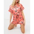 thumbnail image 3 of Womens Satin Short Pajamas Set Sleepwear Button Down Two-piece Pj Sets Flannel Loungewear, 3 of 6
