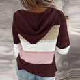 thumbnail image 3 of Aoochasliy Womens Sweaters Pullover Clothes Leopard Patchwork V-Neck Hooded Sweater Blouse Tops, 3 of 6