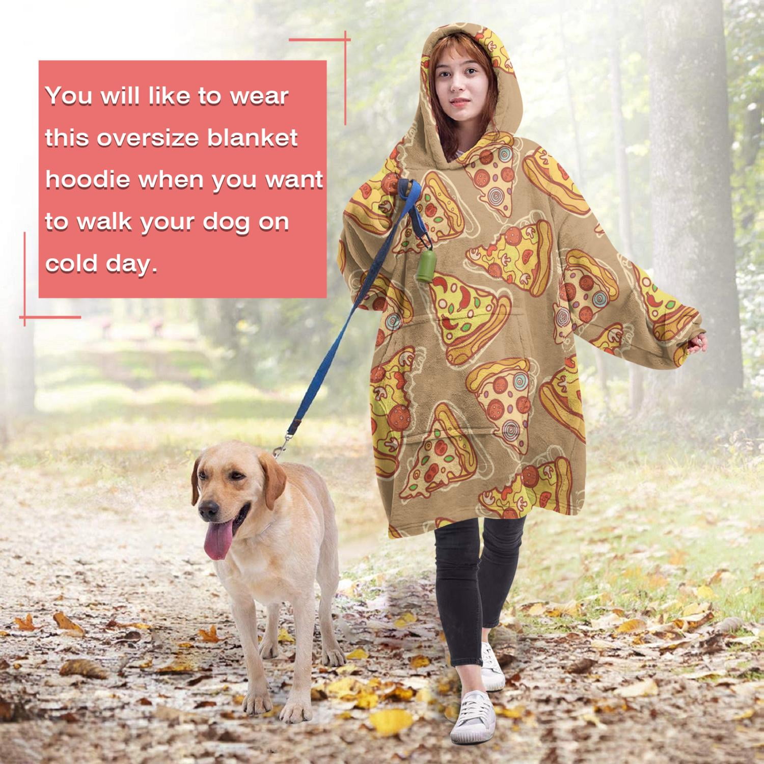 Pizza Blanket Hoodie Wearable Blanket Hoodie for Adults Sherpa All Patterns Oversized Sweatshirt Blanket with Pockets