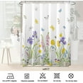 thumbnail image 4 of Spring Floral Shower Curtain Sets,Purple Yellow Flowers Bathroom Curtains,Modern Minimalist White Bath Curtain, Waterproof Fabric with 12 Hooks 72x72 Inches, 4 of 5