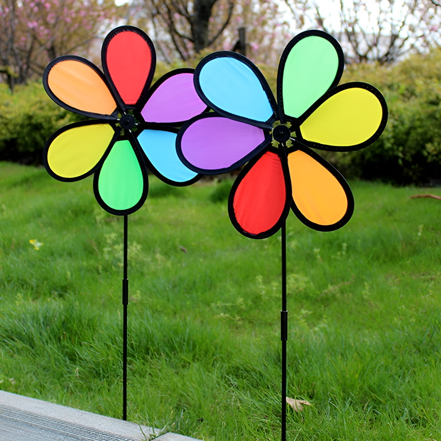 Multi Colored Flower Wind Spinner Beautiful Summer Multi Colored