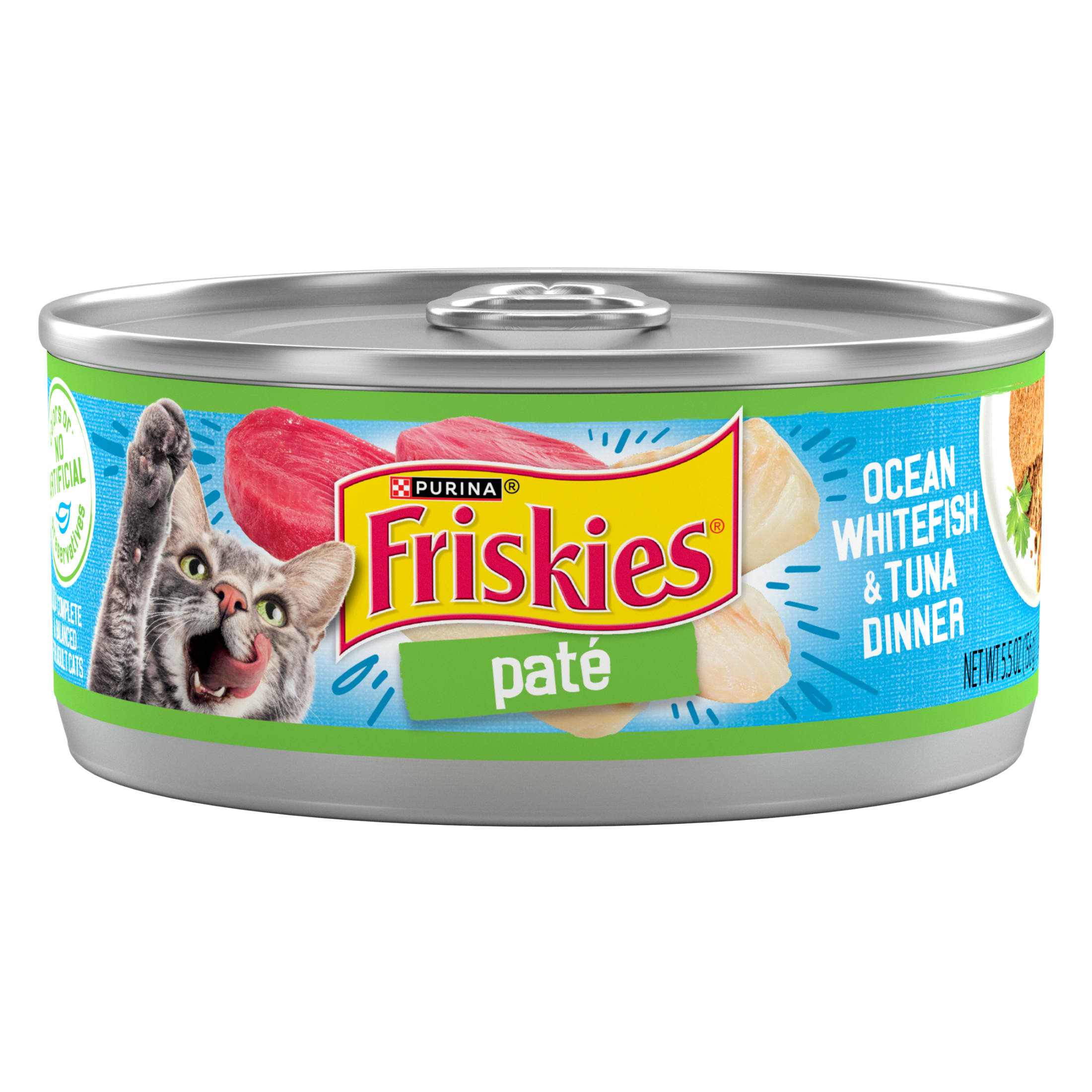Purina Friskies Pate, Ocean Whitefish and Tuna Dinner, Wet Cat Food, 5.5 oz. Can