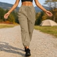 thumbnail image 5 of Cagogo Women's Cargo Pants with Pockets Drawstring Casual Loose Long Tapered Pants Streetwear Solid Trousers for Party Office Travel, Khaki M, 5 of 6