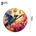 thumbnail image 2 of 10 Inch Wall Clock Battery Operated Silent Clock Decorative for Office, Kitchen, Outdoor, Living Room，Hummingbird Bird Blossoming Red Flower Floral Print Beautiful, 2 of 4