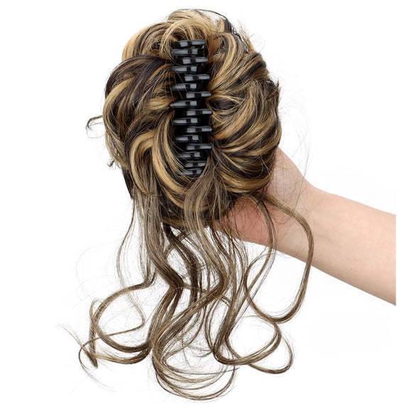 Claw Clip Messy bun,Fake Bun Ponytail Hair Extension Wig for Women, Wavy Curly Hair Bun Clip in Claw Chignon Hairpieces,Hair bun extension Everyday Wear