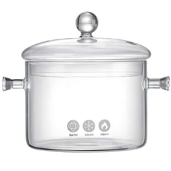 1400 ml Glass Saucepan With Cover, Stovetop Cooking Pot, Clear Soup Pot, 7.5 x 7.5 x 6.1 in High Borosilicate Glass Cookware