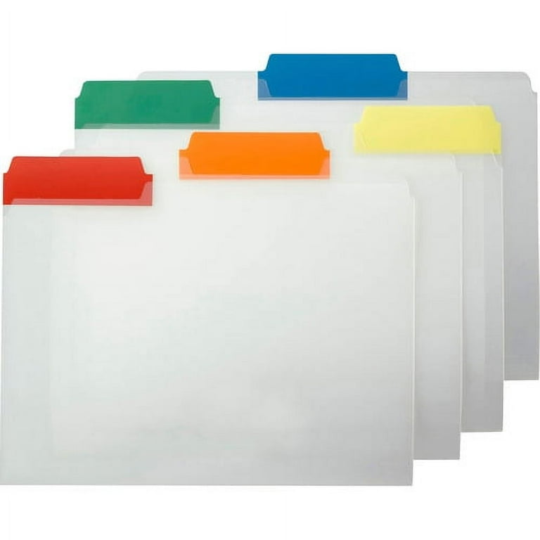 Poly File Folders, 1/3-Cut Tabs: Assorted, Letter Size, Clear, 25/Box Poly File Folders, 1/3-Cut Tabs: Assorted, Letter Size, Clear, 25/Box