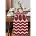 thumbnail image 4 of ERUNPONLY Red White Table Runner - 120 Inch Long Modern Abstract Waves Water Ripple Striped Cotton and Linen Blended Dress Scarves Farmhouse Table Runner for Kitchen Dining, Coffee Table, 13" x 120", 4 of 8