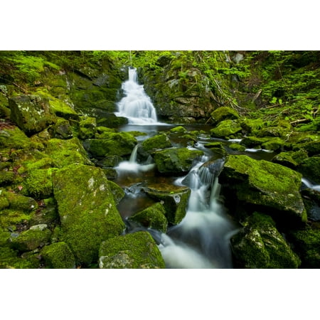 Waterfall and mossy rocks East branch of Great Village River near Wentworth Valley Nova Scotia Canada Poster Print by Irwin Barrett  Design