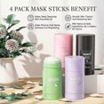 thumbnail image 3 of 4 Pack Mask Sticks Set, Green Tea Mask Sticks, Bamboo Charcoal Clay Mask, Aubergine and Peach Mud Mask, Facial Skin Clay Mask Set for All Skin Types, 3 of 5