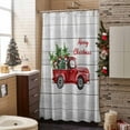 thumbnail image 3 of Merry Christmas Winter Bathroom Shower Curtain Cow Red Truck Tree Gray Wood Grain Waterproof Washable Shower Curtains for Bathtub Bath Decor with Grommets and Hook 54 X 78 Inch, 3 of 8