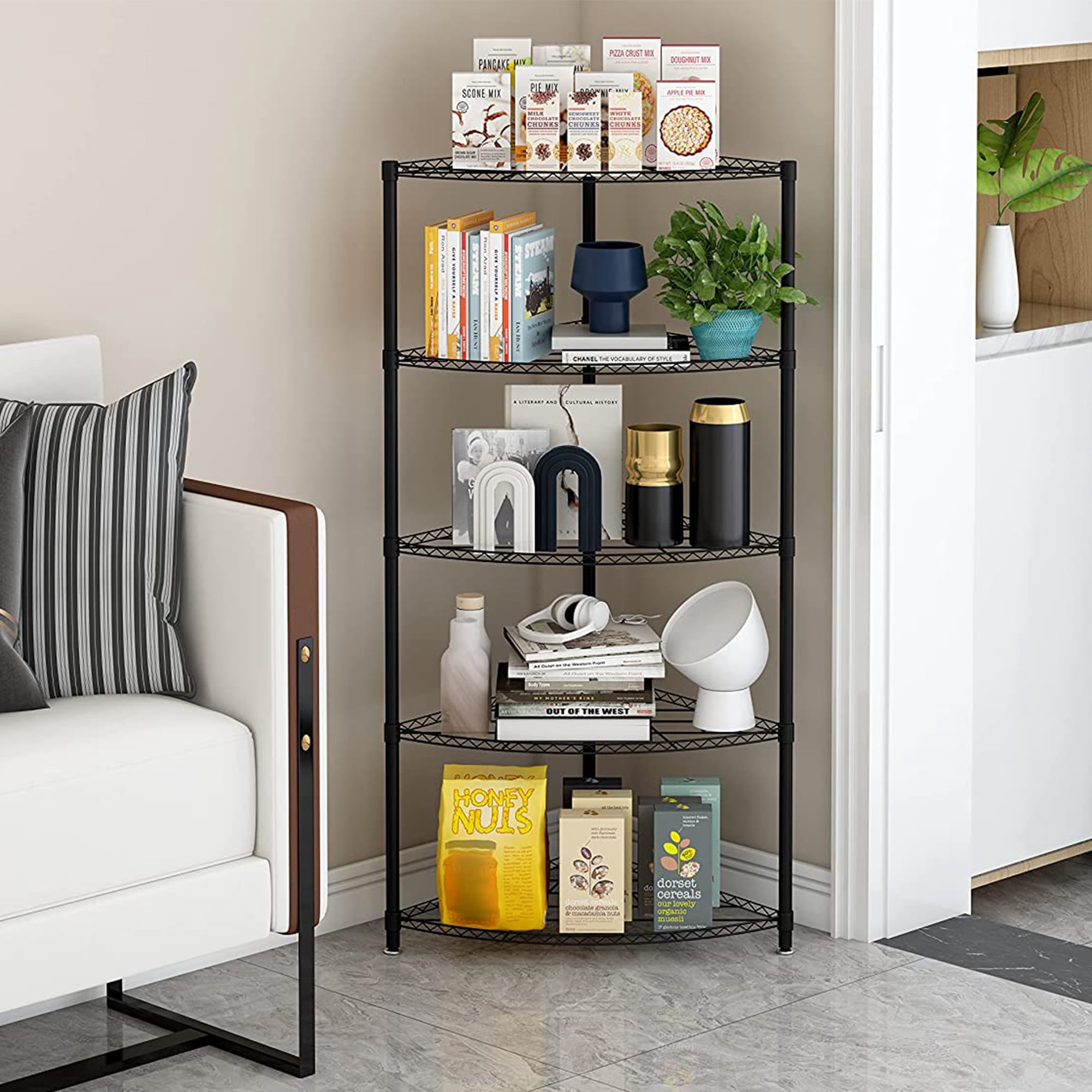 iRerts 5 Tier Kitchen Corner Shelf Rack Multi Layer Pot Rack for