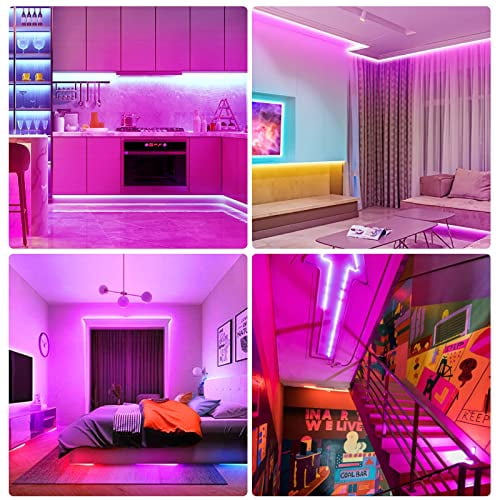 Galgreen Neon Rope Lights, 16.4ft Rope Lights with Dimmable Remote and Adapter, Waterproof Flexible Smart Led Strip Lights for Bedroom, Super Bright, DIY Neon Sign, Indoors Outdoors Wall Decor, Pink
