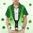 thumbnail image 2 of LEKWK Boys St. Patrick's Day Shirt Faux Suit Vest Graphic Short Sleeve Button Down Top Irish Festival Performance Wear, 2 of 9