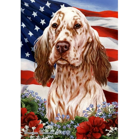 English Setter Orange - Best of Breed Patriotic I Garden Flags