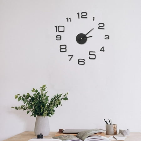 Luxshiny Frameless Diy Wall Mute Clock Acrylic Black Square 1 Set