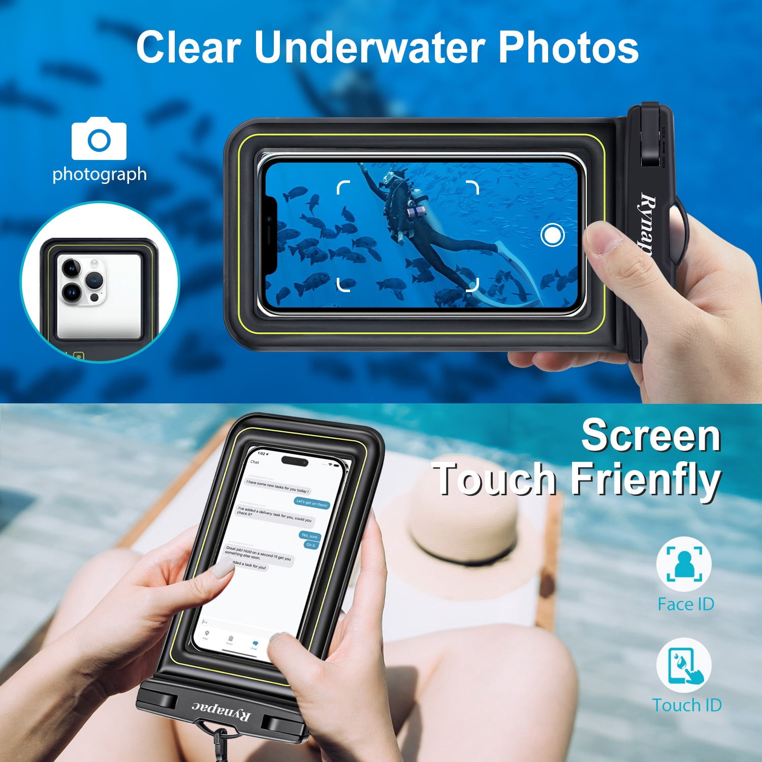 unbranded 2pcs Floating Phone Bag for IPhone16 15 14 13 12 11 Pro Max Phone Dry Bag for All Mobile Phones, Beach Water Park Universal Floating Bag