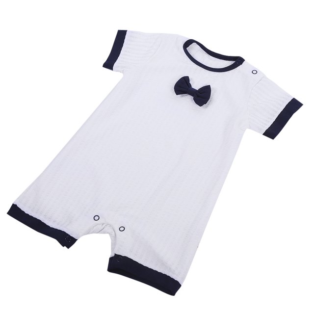 Ropa de bebé de una pieza monos de bebé de manga corta mono de verano para bebés y niños pequeños trajes de manga corta estilo caballero azul marino 80 ANGGREK Otros