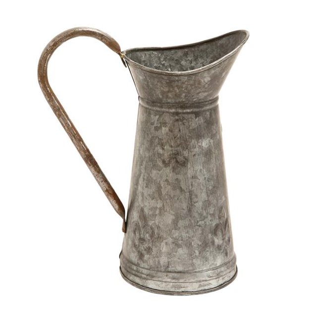 Benjara BM216547 Pot d'Arrosage en Métal avec Poignée Incurvée&44; Gris Galvanisé