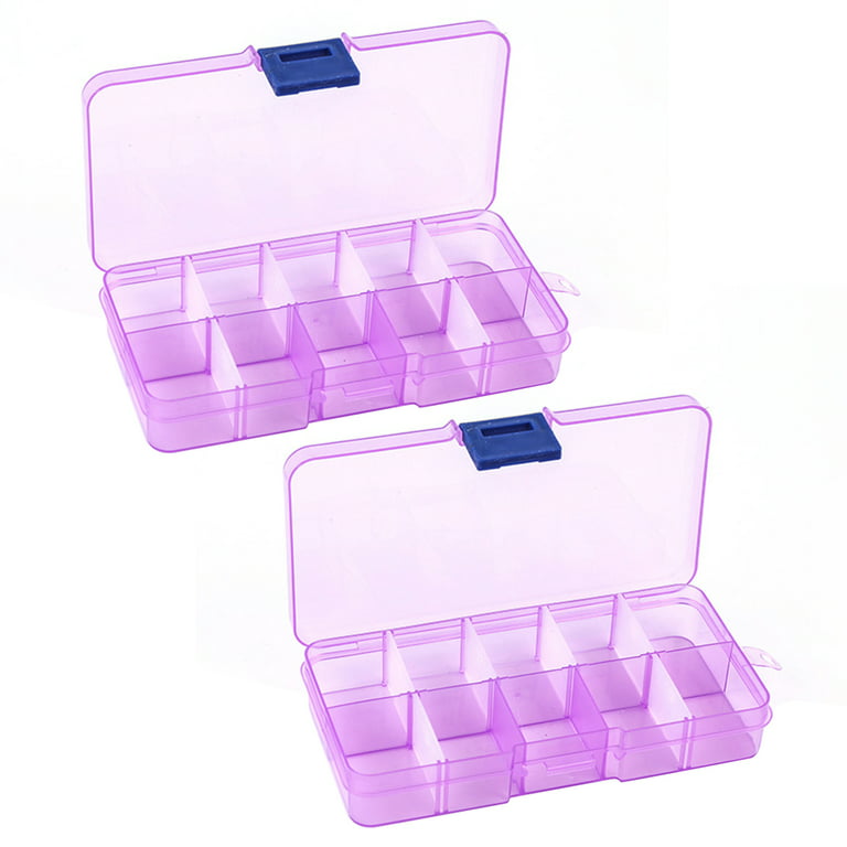 VEAREAR 2Pcs/Set Fishing Gear Storage Box Transparent High Capacity Visible  10 Grids Fishing Tackle Boxes for Outdoor 