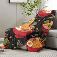 thumbnail image 5 of Cozy Ramen Bowl Soup Flannel Throw Blanket - Culinary Art Bedspread, Soft Bedding, Ramen Lovers, Multicolored Ramen Pattern., 5 of 8