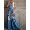 thumbnail image 2 of Women Loose Baggy Overalls Denim Jean Casual Adjustable Denim Bib Overalls Wide Leg Harem Pant Jumpsuits with Pockets, 2 of 6