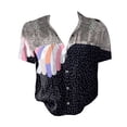 thumbnail image 4 of Bovemsi Women Cotton Shirt Printed Fashion Down Shirts Casual Tops Short Sleeve Blouse, Black Women's Summer Shirts, M, 4 of 4