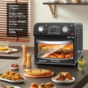 Plum Chef 13-Quart Compact Air Fryer Toaster Oven, 2-Layer Efficient Cooking, Space-Saving Countertop Oven for Dorms, Apartments & Small Families, 1400W, Black