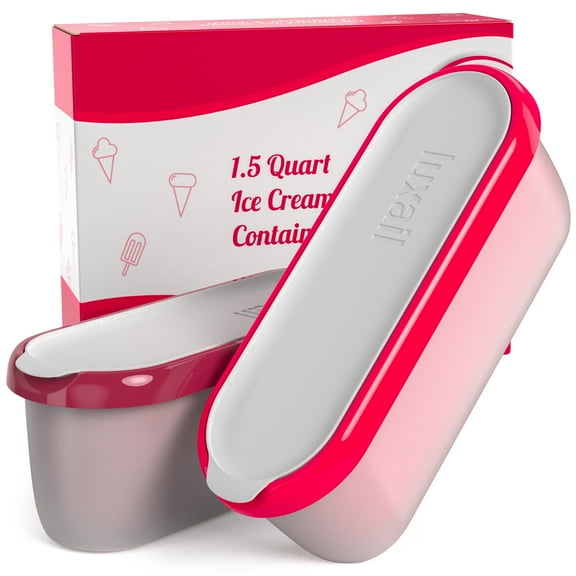 Luxail Ice Cream Containers, 1.5 Quart, Red and Burgundy